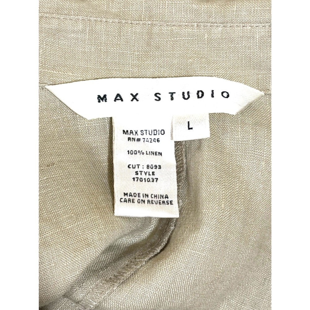 Max Studio Women's 100% Linen Button Down 3/4 Sleeve Shirt Size Large Minimalist - Picture 3 of 4